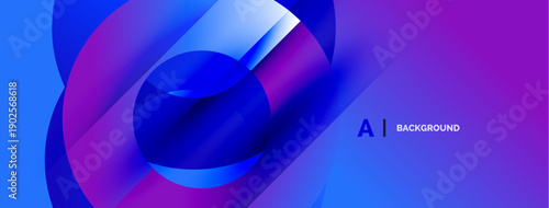 Abstract vibrant circles overlap, creating dynamic purple, blue gradients. Modern design suggests technology, innovation.