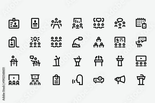 Conference and Meeting Line Icon Set