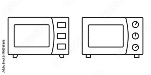 Microwave oven icon set. Line microwave oven icons.