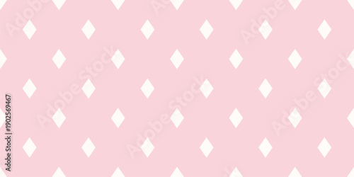 Simple vector minimalist seamless pattern with diamonds, rhombuses. Classic minimal vintage background. Abstract texture in light pink color. Cute repeated geometric design for wallpaper, print, cover