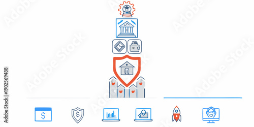 Stylized illustration of a stacked tower representing financial security and growth