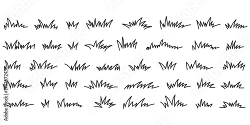 Grass doodle ink brush sketch set, hand drawn vector grass field texture, grunge brush background, organic herb elements, nature pattern, botanical sketch, doodle vegetation. grass, hand drawn set