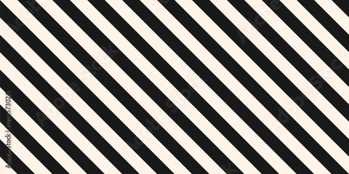 Vector seamless pattern with straight diagonal lines, 45 degrees inclination. Simple black and white stripe texture. Abstract minimal striped background. Basic geo pattern. Repeated decorative design