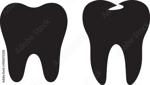 Vector dental tooth and toothbrush icon illustration for oral health care and hygiene design