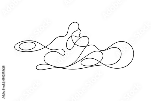 Abstract harmony. Minimalistic one-line drawing flowing abstract shapes forming a balanced harmonious