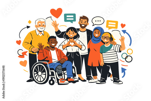 Diversity and inclusion in the workplace. Diverse team members standing together in an office space, different