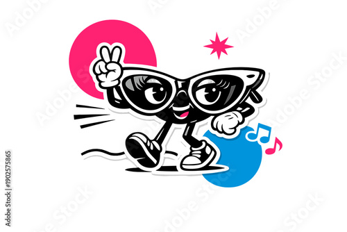 Retro Sticker Collage. Modern graphic collage featuring retro fashion accessories turned into playful sticker