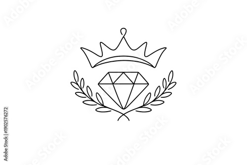 Luxury Branding Icon. Minimalistic one-line drawing of a refined minimal emblem suggesting premium quality and