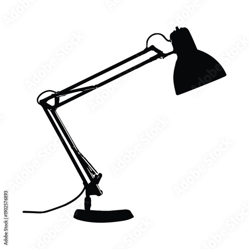A black desk lamp with adjustable arm and head