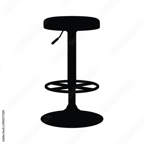 Black stool with circular seat and backrest