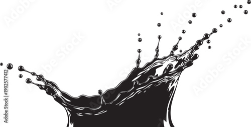 Stylized Black Paint Splatter and Water Drop Graphic