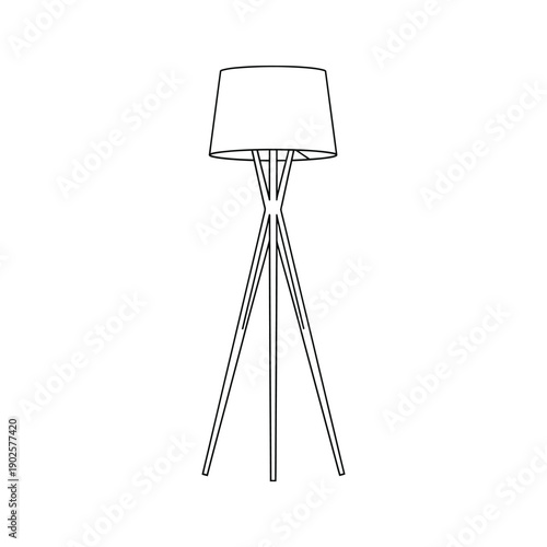 Floor lamp with a tripod stand and a rectangular lampshade
