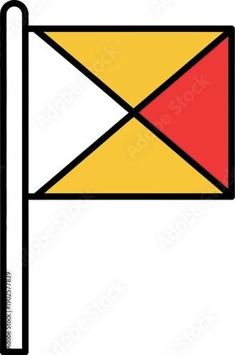 Nautical international maritime signal flag representing the letter q in clear simple vector illustration style for communication concepts