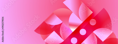 Abstract pink design. Overlapping shapes create dynamic composition. Gradient hues offer soft visual appeal. Modern, minimalist aesthetic.