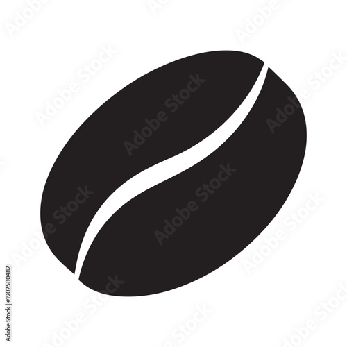 Simple Black Silhouette of a Coffee Bean