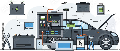 Vector car diagnostic service illustration