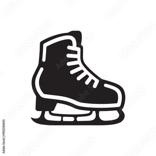  Classic Black and White Ice Skate Silhouette Graphic for Winter Sports Design.