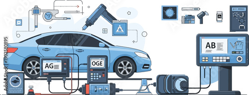 Vector car service illustration - flat design automotive repair