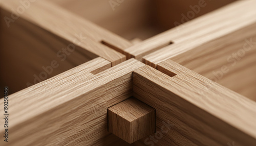 Japanese wood joinery interlocking parts without nails macro shot