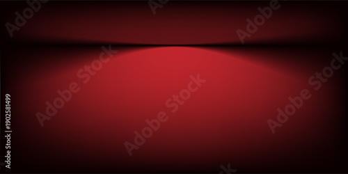 Abstract gradient podium background. Empty red 3D studio background. Clean scene for product presentation mockup template.