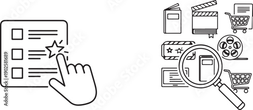 A person selecting a recommendation from a list of options with various items