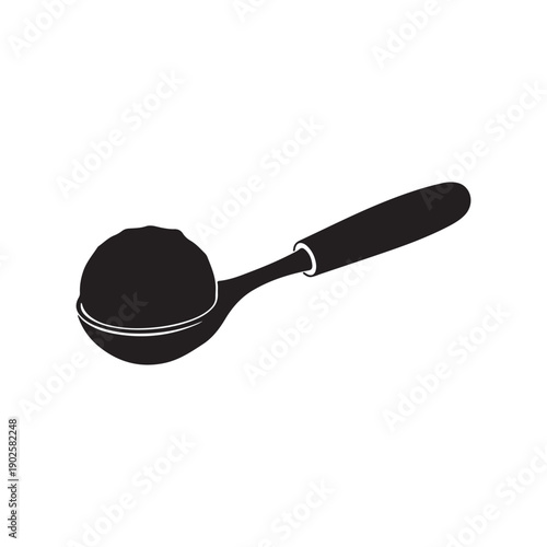 Spoon ice cream silhouette vector flat illustration