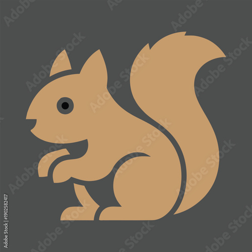 A tan squirrel with a bushy tail and small eye.
