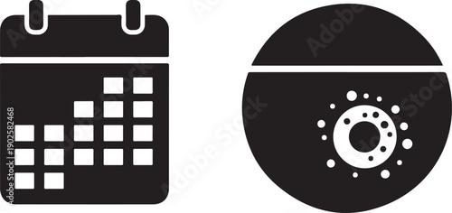 Calendar petri dish icons timeline lab data vector set for analytics