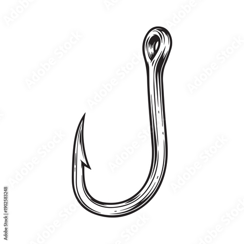 Fishing Hook Illustration, Vintage Style
