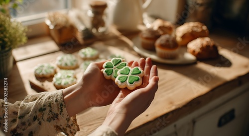 St patrick s day themed cookies and baked goods on a kitchen windowsill