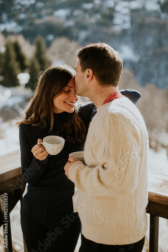 Couple shares a cozy moment...