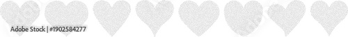 Light gray heart icon pattern vector. Soft monochrome love symbols in a clean horizontal row. Minimal neutral design for backgrounds and layouts.