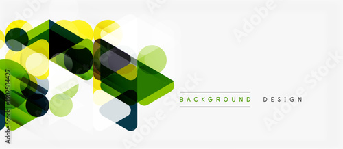 Abstract geometric shapes, vibrant colors, modern design. Light background creates clean visual impact. Minimalist style.