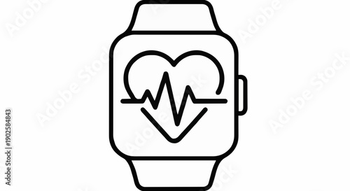 Wearable smartwatch icon with a heart rate monitor, symbolizing health tracking and fitness monitoring on a digital device