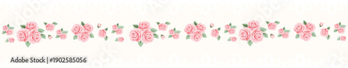 Wedding Floral Banner with Pink Roses – Elegant Romantic Header for Invitations
