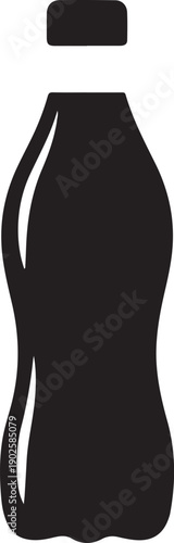 Soda bottle silhouette glass contour vector for packaging and labels
