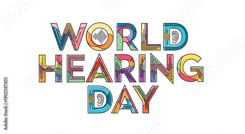 Vibrant World Hearing Day colorful typography illustration