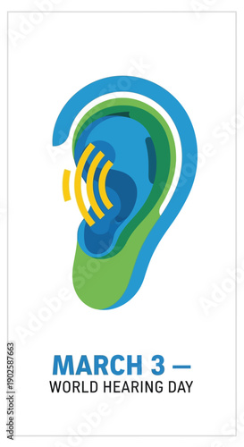 Vibrant illustration for World Hearing Day on March 3rd