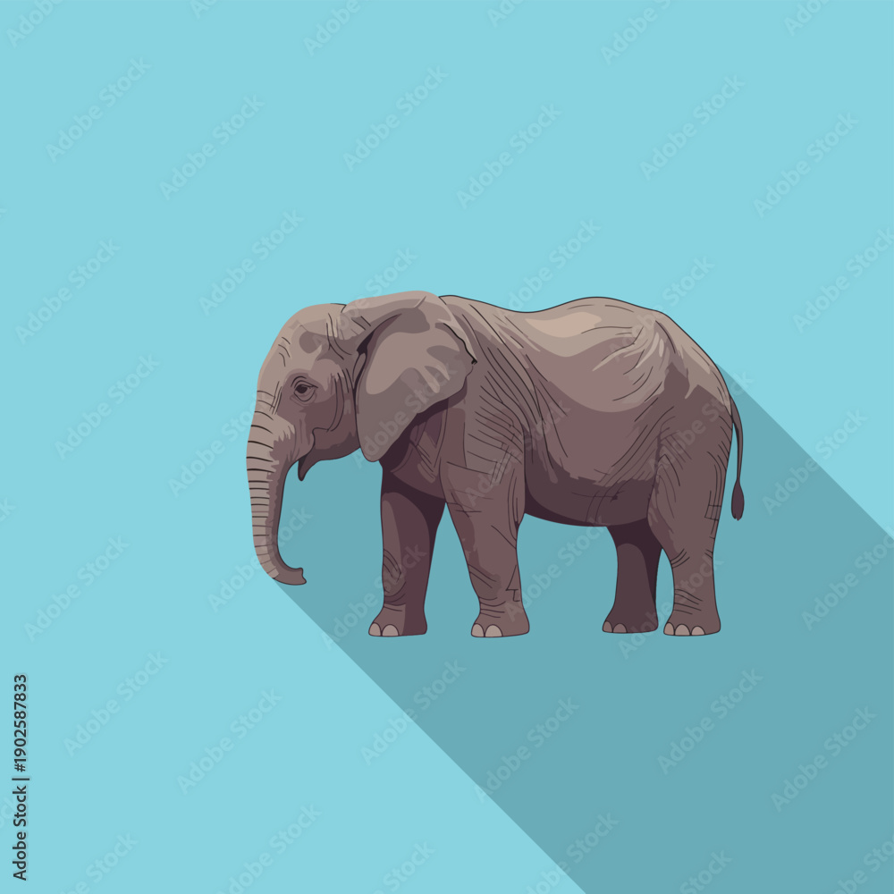 Fototapeta premium Gray Elephant on Blue Background