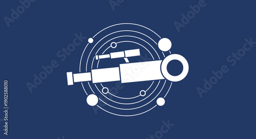 Telescope and Celestial Orbits Illustration.