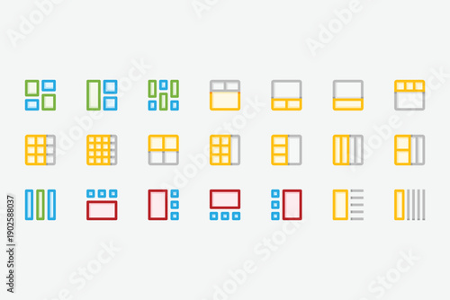UI Grid and Layout Color Icon Set