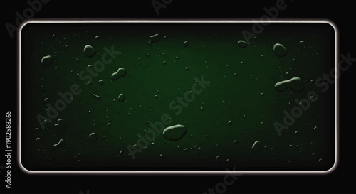 Condensation on a green glass surface.