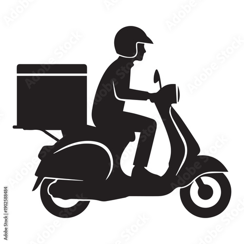 Fast Food Delivery Man on Scooter Icon for Quick Service & Logistics
