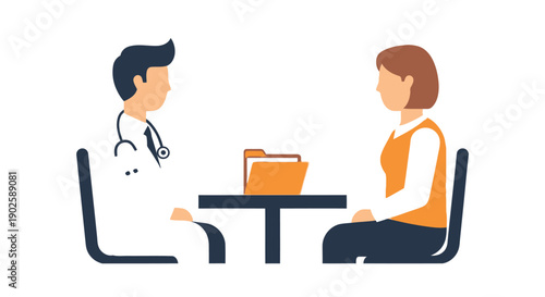 Doctor and patient consultation a flat vector illustration of a medical checkup