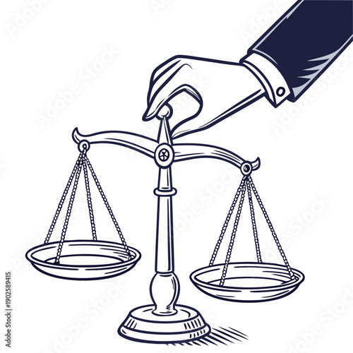 Hand pushing luxury balance scale 1