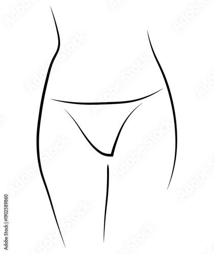 Woman legs swimsuit panties bikini hand drawing