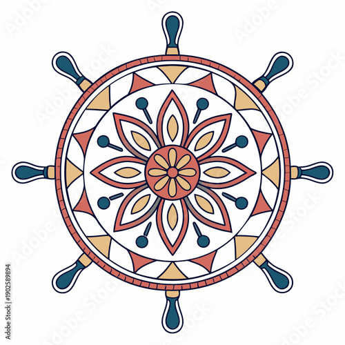 Abstract mandala wheel balanced geometry ship helm