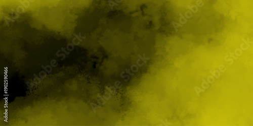 Yellow color powder explosion cloud isolated on black background. dust smoke yellow dust particles explosion background. Lemon Fog or smoke color isolated background for effect, text or copy space. 
