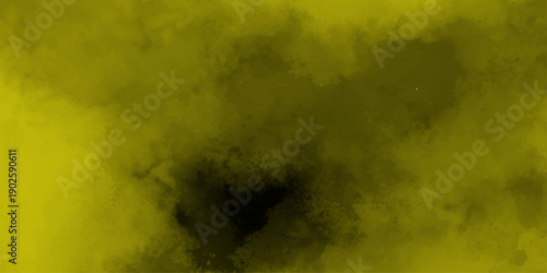 Yellow color powder explosion cloud isolated on black background. dust smoke yellow dust particles explosion background. Lemon Fog or smoke color isolated background for effect, text or copy space. 