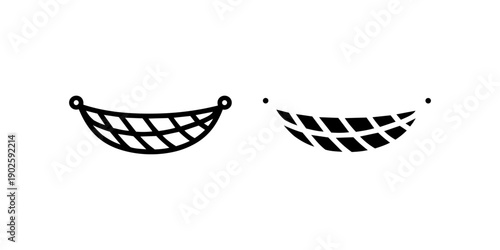 Net basket icon set, black minimal container and collection symbols isolated on white background
